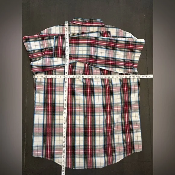 Men’s IZOD long sleeve button shirt vanilla ice pattern red white plaid NWT L - Picture 8 of 8